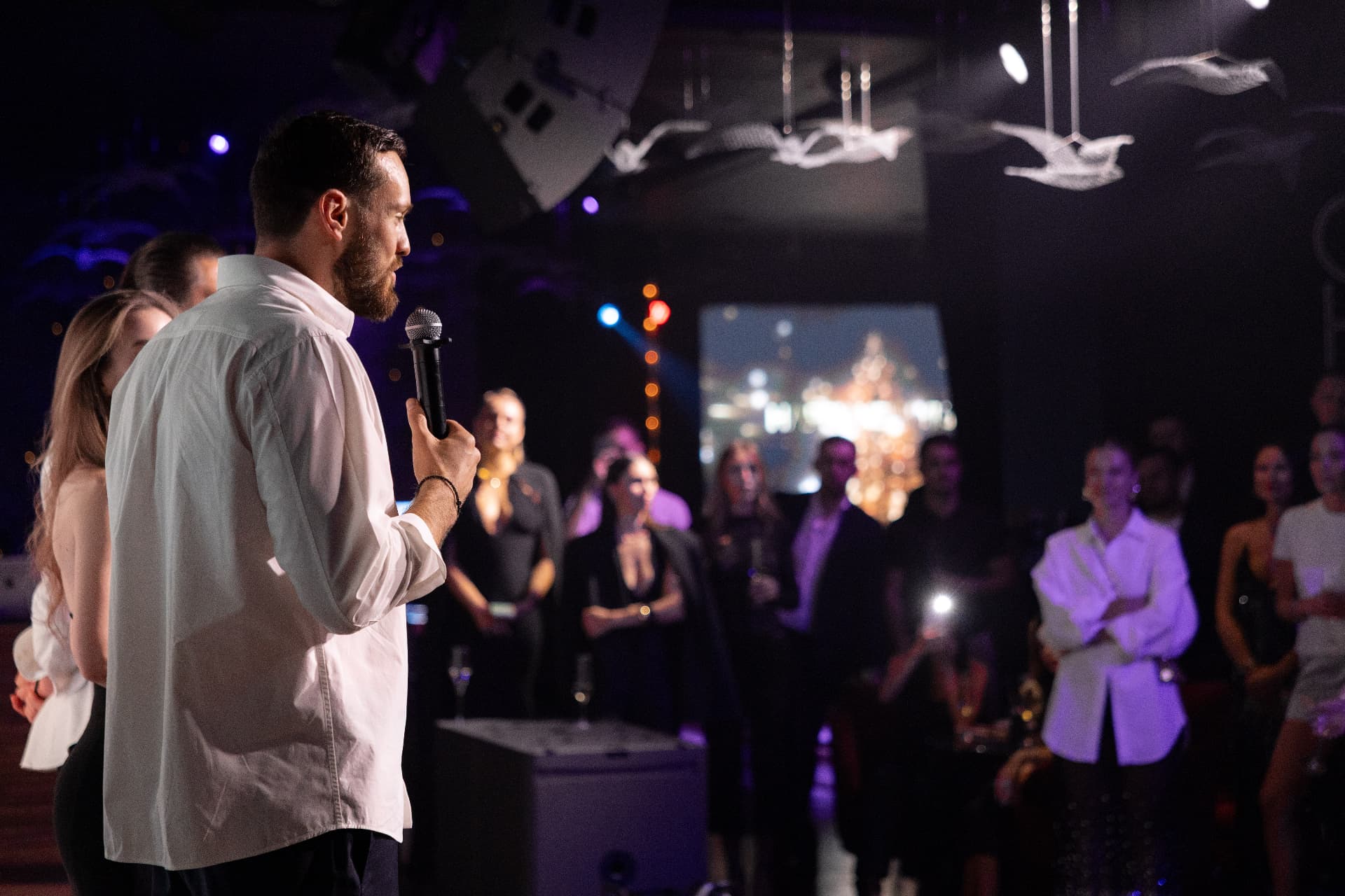 A speaker at an SPI Dubai company event