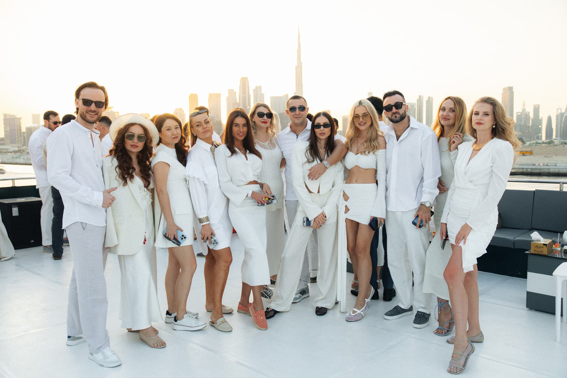 The SPI Dubai team at the white party on a yacht