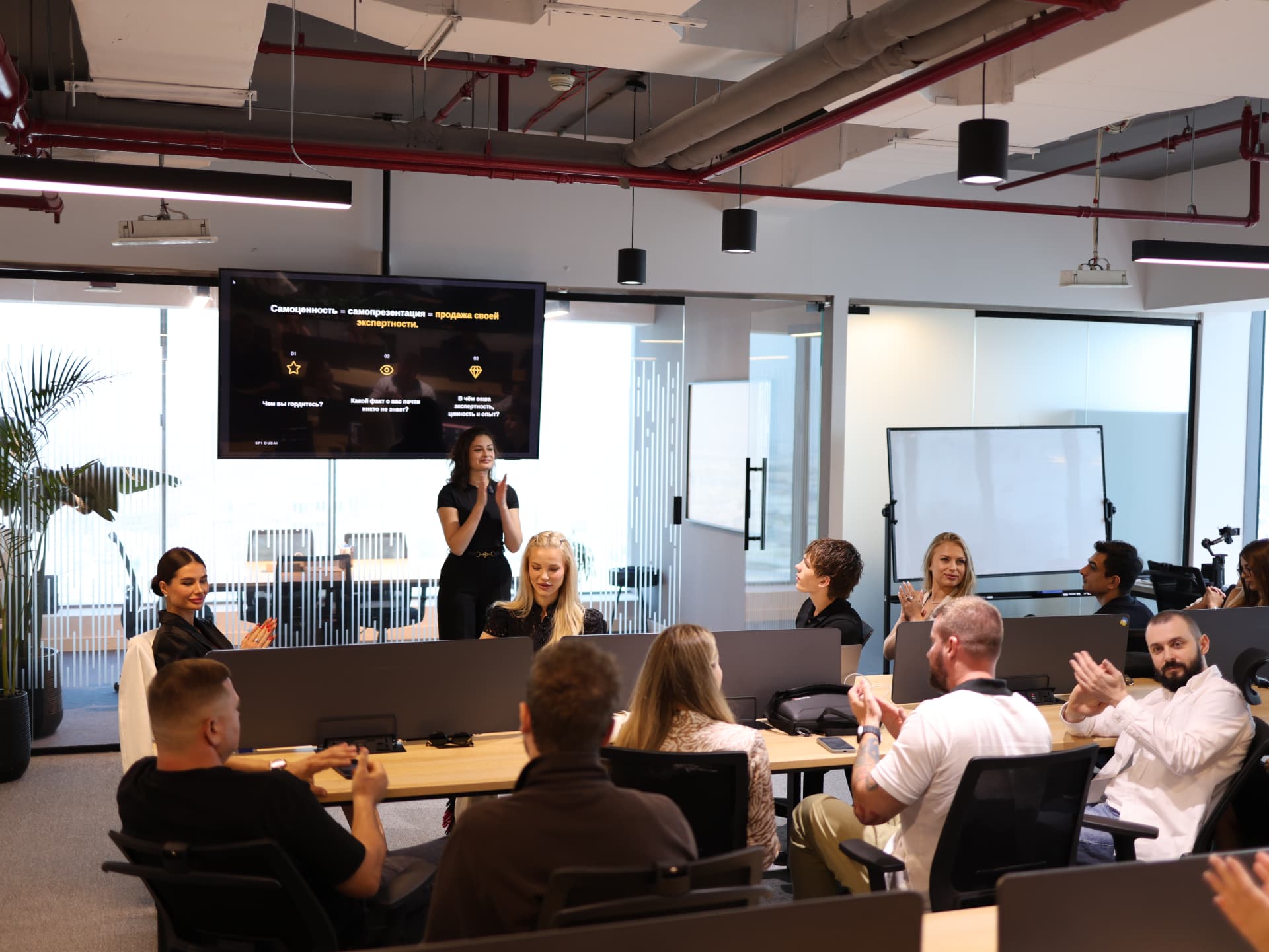 An SPI Dubai team training session in the office