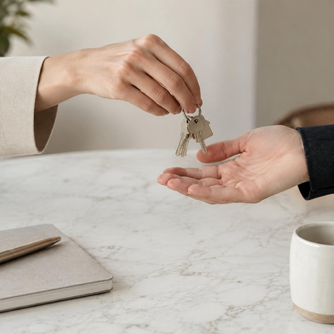 Handing over the keys after a sale